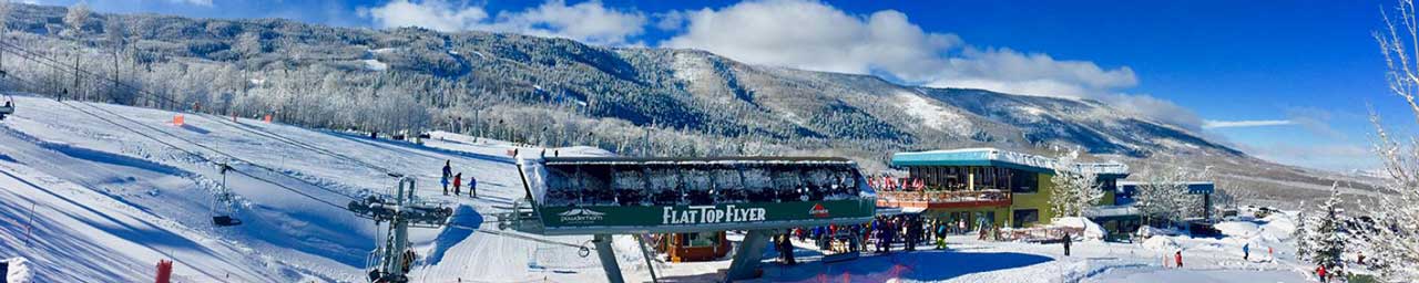 Powderhorn Ski lift and base camp at Powderhorn Ski Resort in Mesa, Colorado.